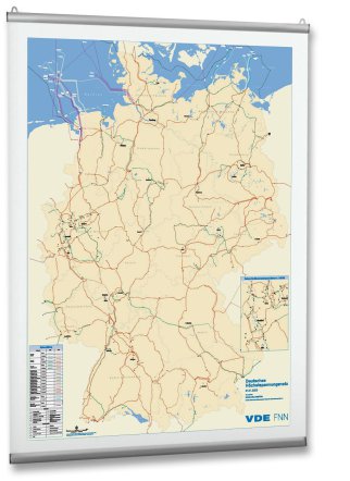 Deutsches Höchstspannungsnetz – Wandkarte