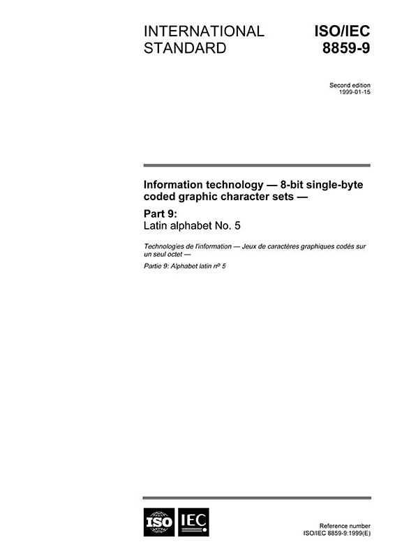 ISO/IEC 8859-9:1999 - IEC-Normen - VDE VERLAG