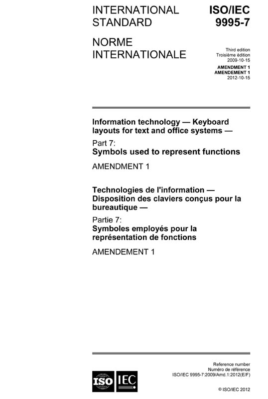 ISO/IEC 9995-7:2009/AMD1:2012 - IEC Standards - VDE Publishing House