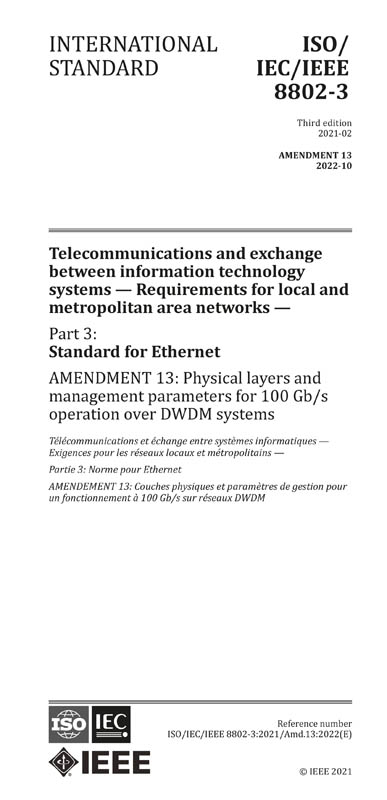 ISO/IEC/IEEE 8802-3:2021/AMD13:2022 - IEC Standards - VDE Publishing House