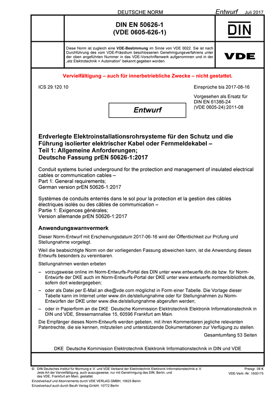 E Din En 50626 1 Vde 0605 626 1 2017 07 Standards Vde Publishing House