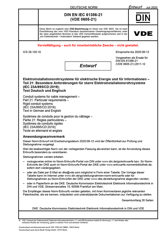 E Din En Iec 61386 21 Vde 0605 21 2020 07 Normen Vde Verlag